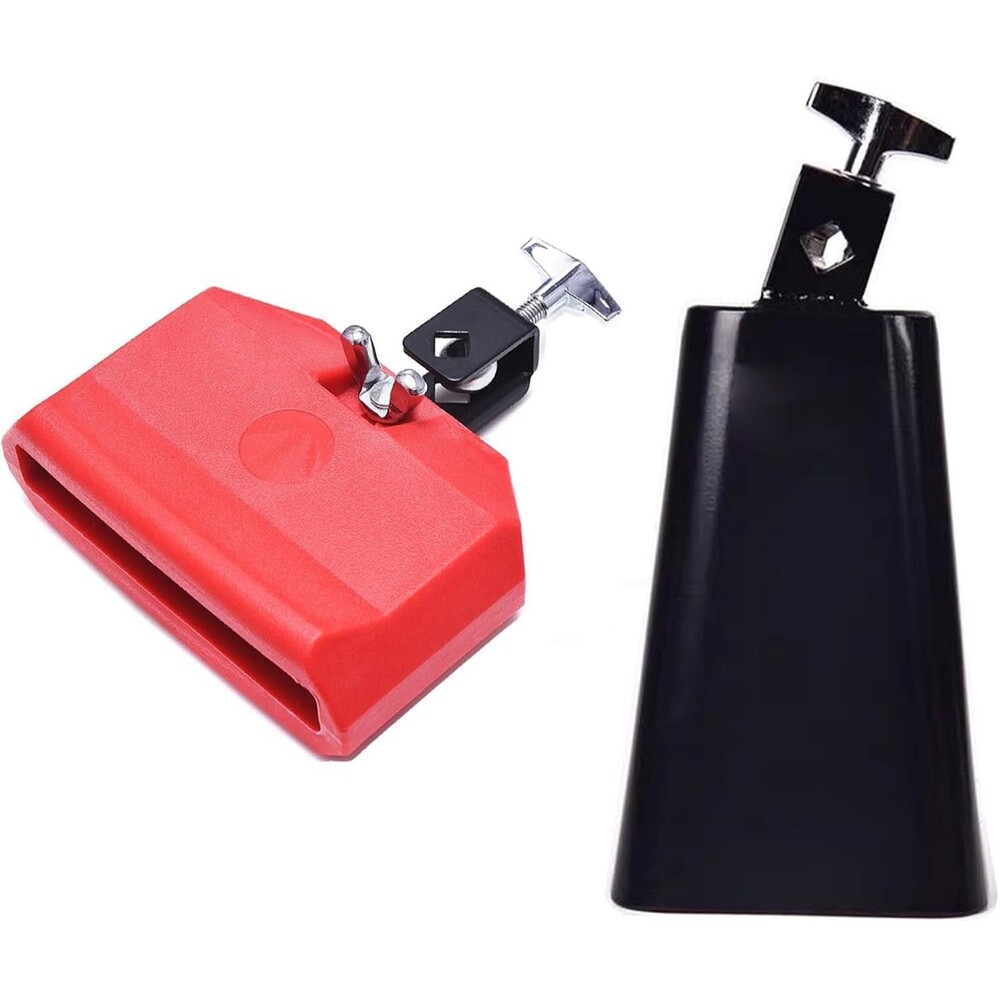 MOONBACK 6 Inch Cowbell and Jam Block Set Latin Percussion Red